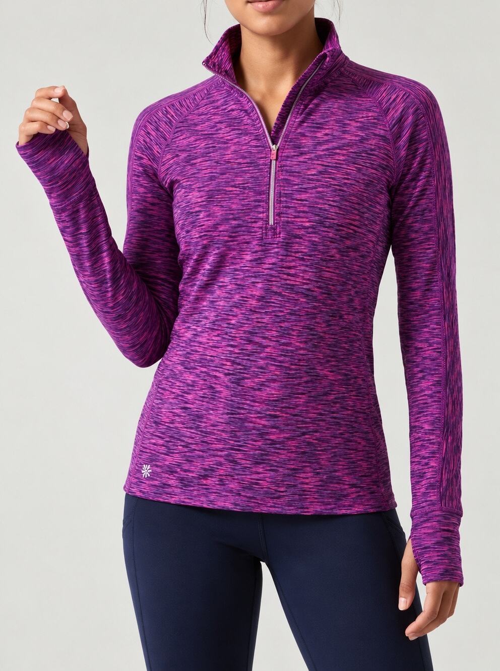 Athleta Women’s Mendoza Half Zip Pullover Purple Pink Space Dye Extra Small XS